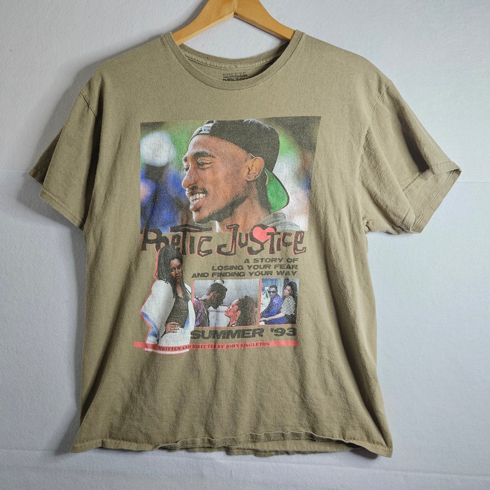 Freeze Poetic Justice Tupac Janet Jackson Movie Graphic T-Shirt Khaki Tan L